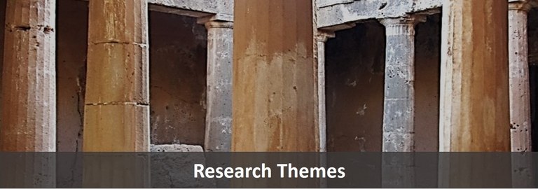 Research Themes banner image showing ancient pillars