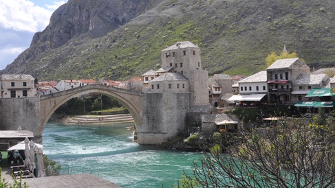 The re-built bridge in Mostar