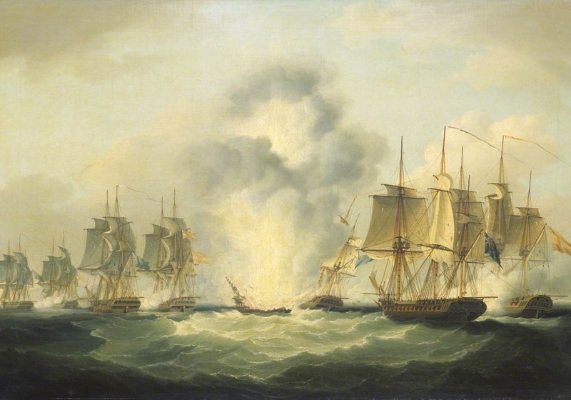 Four Frigates Capturing Spanish Treasure Ship